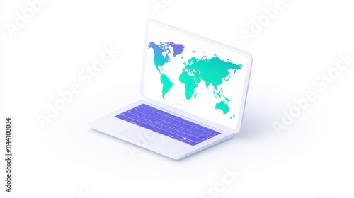 Wallpaper Mural A laptop displays a colorful world map, symbolizing global connectivity and digital exploration. Torontodigital.ca