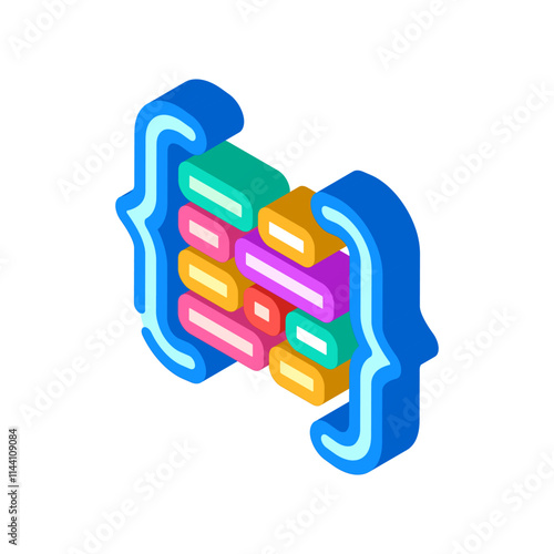 code brackets with letters nlp isometric icon vector. code brackets with letters nlp sign. isolated symbol illustration
