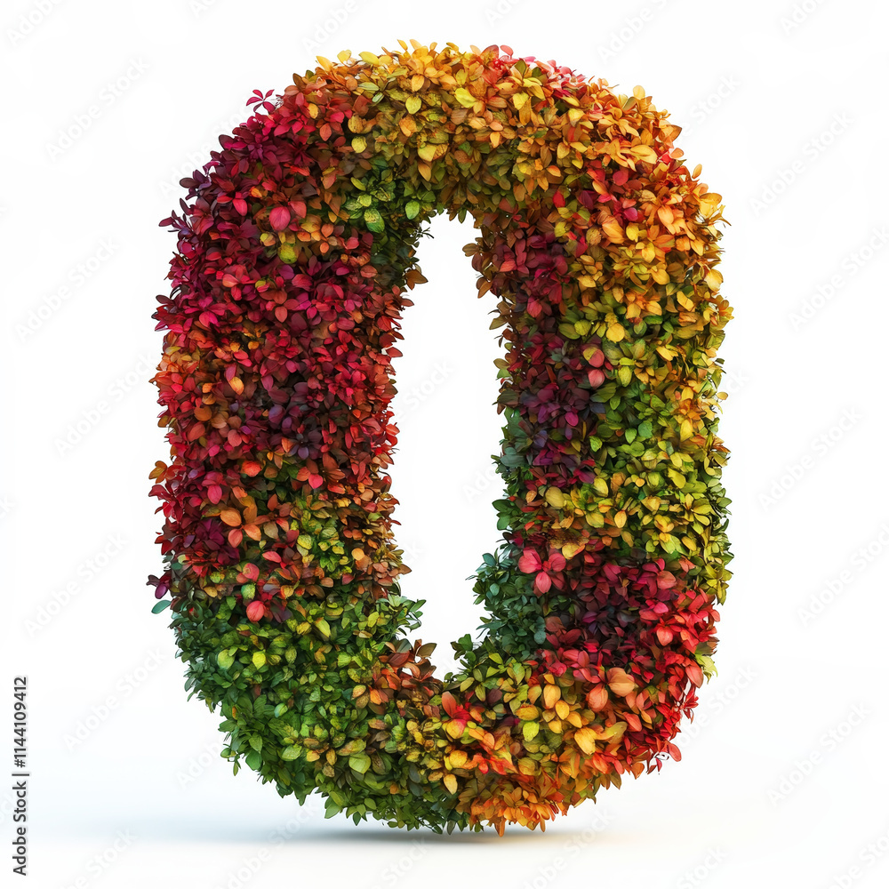 Number 0 made of fall leaves, flowers. berries. Vibrant autumn colours. White clean background. Generative AI Number 0 made of fall leaves, flowers. berries. Vibrant autumn colours. White clean background. Generative AI