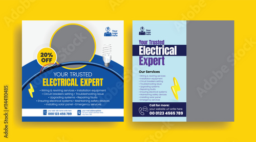 Home Appliance Repair Service editable social media posts, banner ads template, 
Professional Electrician and Electrical services Company promotional advertisement social media square flyer poster