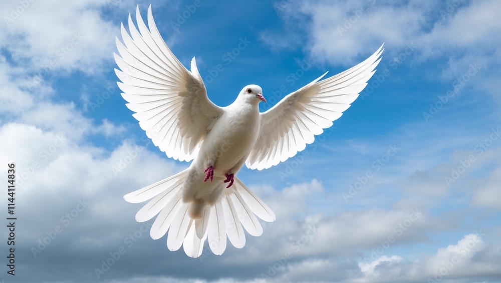 White Dove of Peace in the Air with Wings Spread: A Symbol of Hope, Freedom, and Harmony Soaring in the Sky White Dove of Peace in the Air with Wings Spread: A Symbol of Hope, Freedom, and Harmony Soaring in the Sky