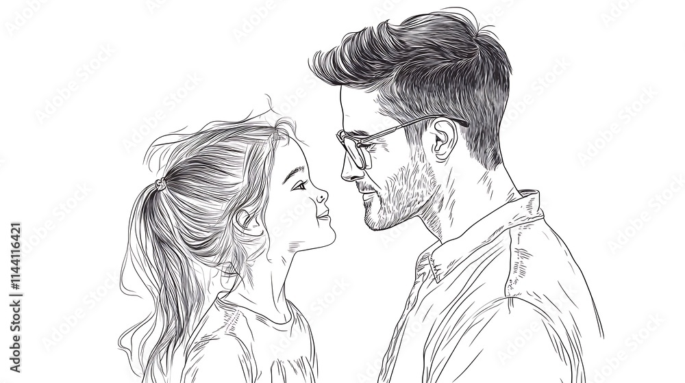 Intimately gazing couple hand-drawn sketch style minimalist artwork.. AI Generated Intimately gazing couple hand-drawn sketch style minimalist artwork.. AI Generated