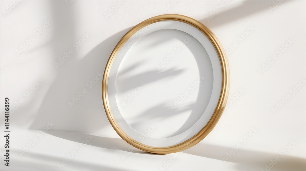Circular picture frame mockup with blank space for customization