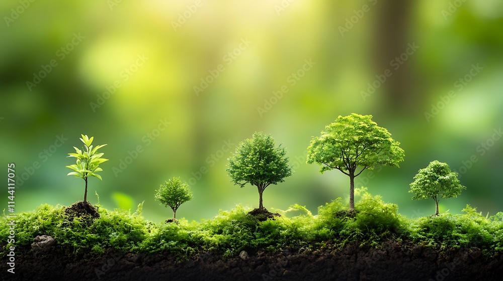 Vibrant trees steadily grow in nature wide shot photo.. AI Generated Vibrant trees steadily grow in nature wide shot photo.. AI Generated