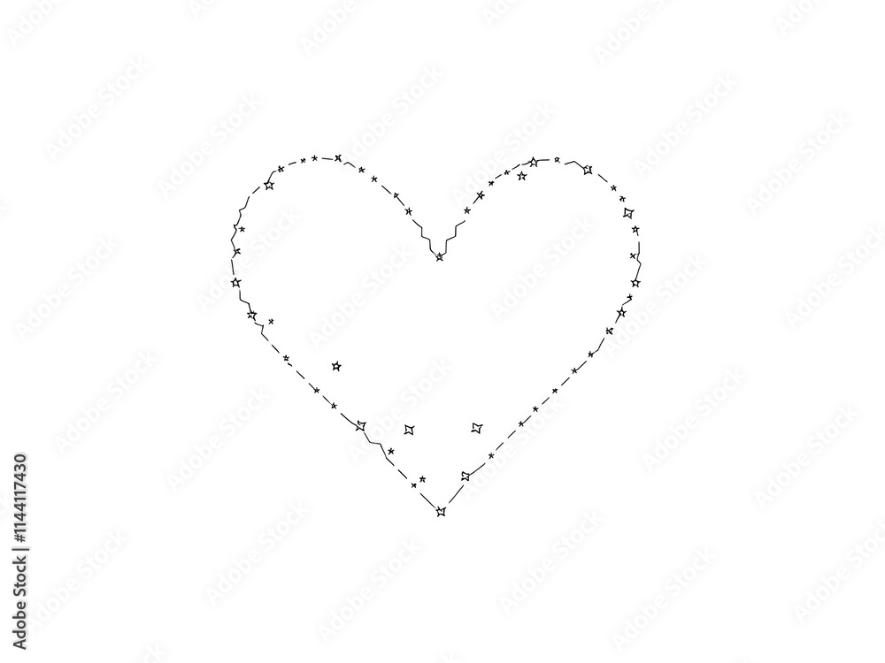 A black and white photo of a heart with stars drawn in it. AI Generated A black and white photo of a heart with stars drawn in it. AI Generated