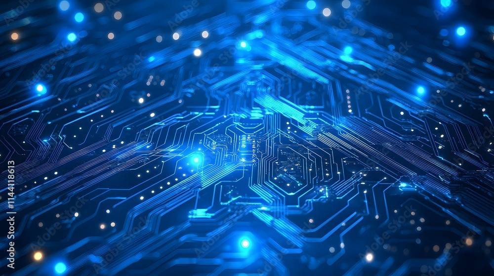 Abstract Vector Design of Quantum Circuits in Blue Abstract Vector Design of Quantum Circuits in Blue