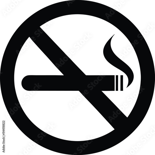 No Smoking Sign Vector Silhouette Simple Design for Health Awareness