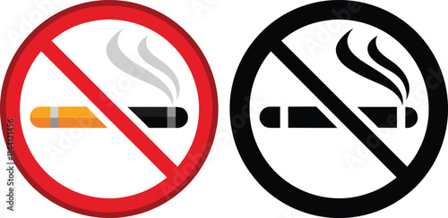 No Smoking Sign Vector Silhouette Simple Design for Health Awareness