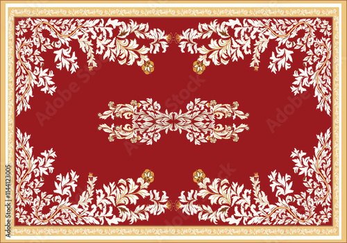 Persian rug original Design Oreintal Flora Damasks embroidery, Persian style. art ornament print.Design for carpet, cover.wallpaper, wrapping, fabric, clothing, tribal vector texture.