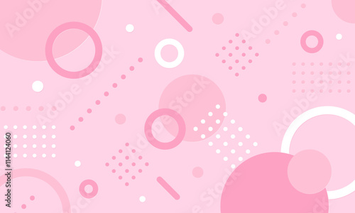明るく楽しげな春をイメージした背景。ポップでかわいいアブストラクトのベクターイラスト素材。