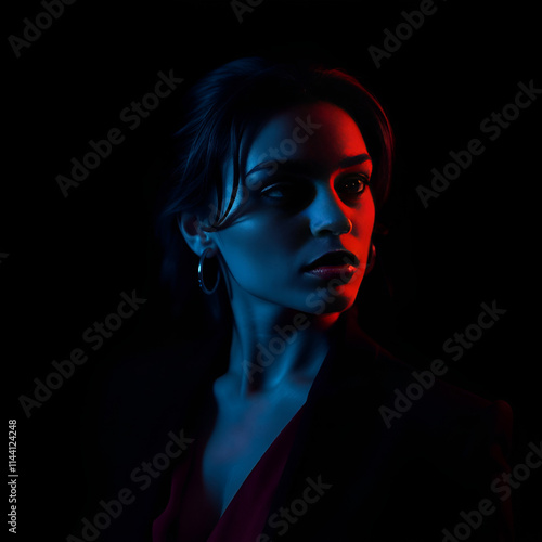 A sophisticated and elegant 2025 image with intense dramatic lighting in rich burgundy and deep blue, high contrast, creating tension.jpg
