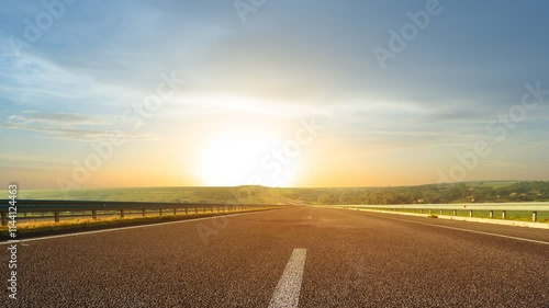  asphalt road at the early morning time lapse scene