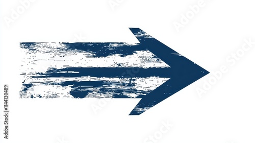 Blue Arrow with Brush Stroke Effect on a White Background photo