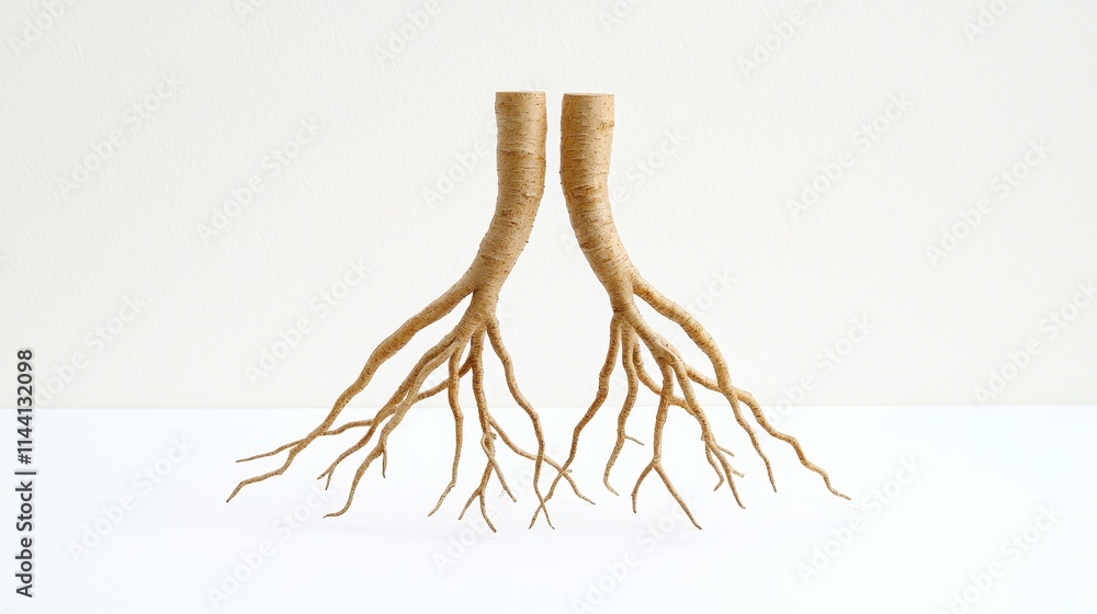 Unique Root Structure Displayed in Minimalistic Art Style Unique Root Structure Displayed in Minimalistic Art Style