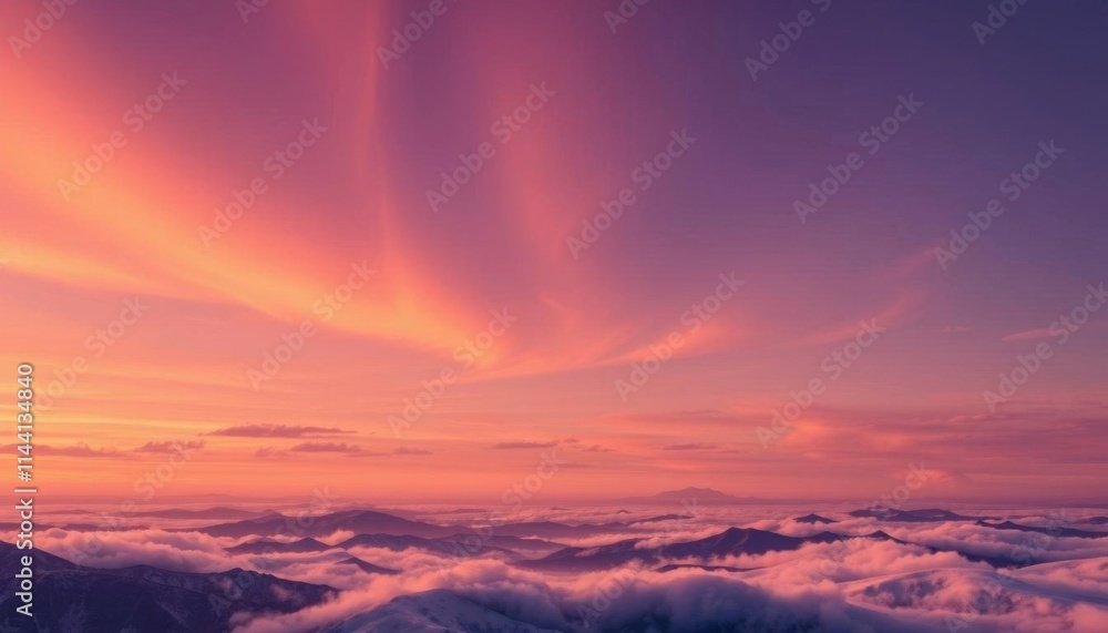 Fototapeta premium a view of a sunset over a mountain range with clouds