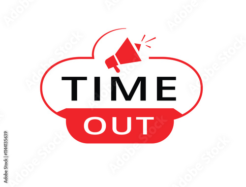 Time out vector sign, badge icon. Modern banner element isolated on white background.