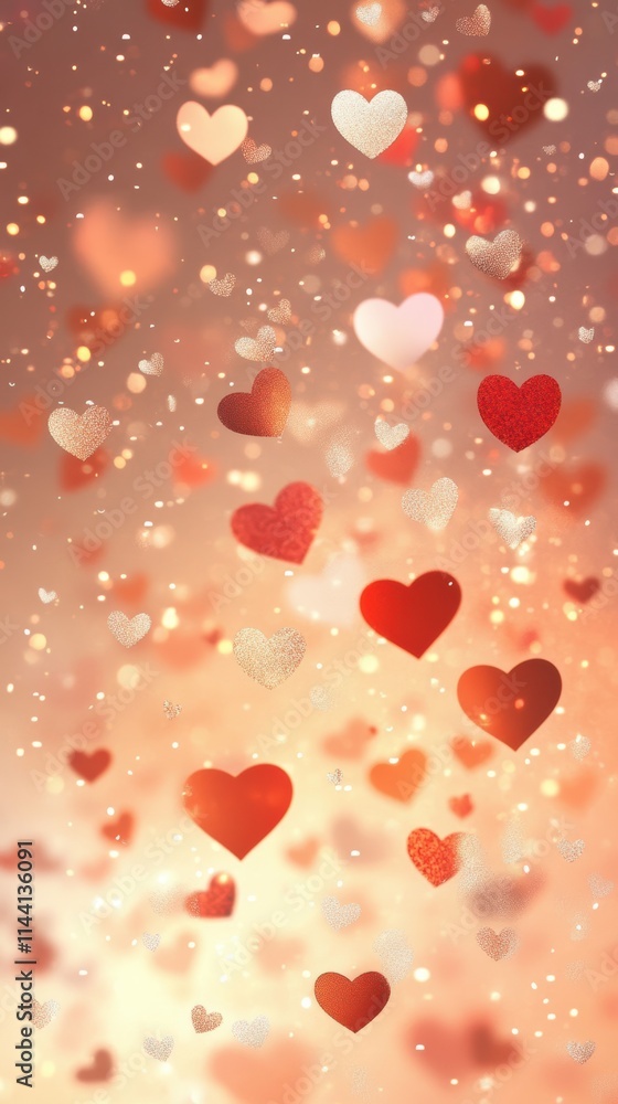 Obraz premium Swirling heart patterns on soft peach gradient background