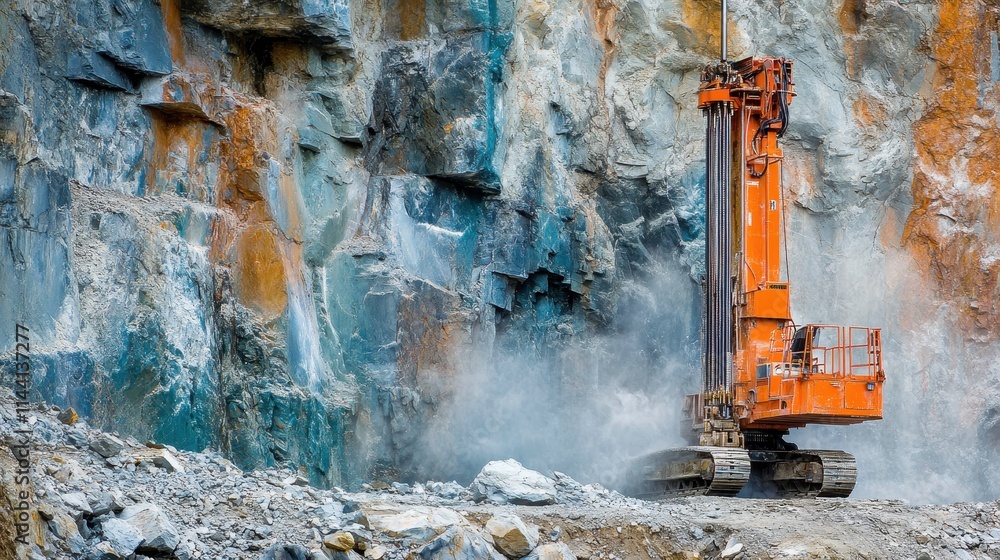 Heavy Machinery in Action at Stone Quarry Site