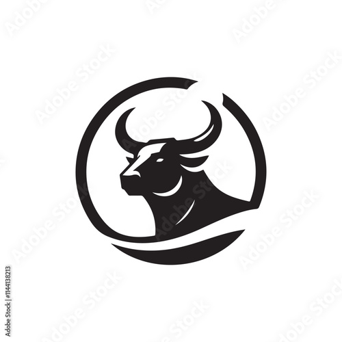 bull silhouette vector logo design illustration