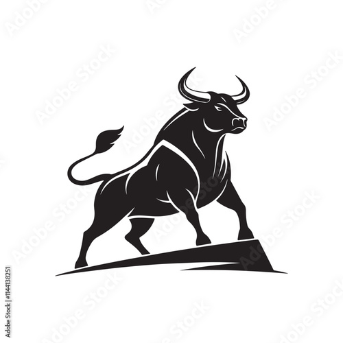 bull silhouette vector logo design illustration