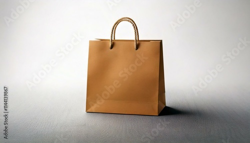 A display shopping bag on the floor on a white background. Marketing and business concept. Sale season.