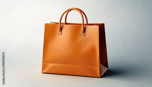 A display shopping bag on the floor on a white background. Marketing and business concept. Sale season.