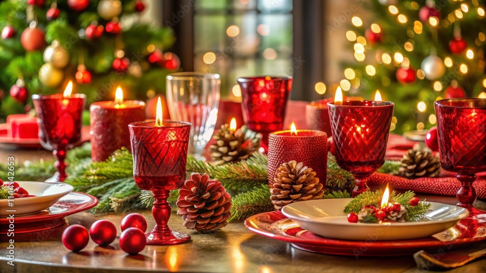 Christmas Table Setting: Red Glassware & Festive Decor - Eye-Level Photography Christmas Table Setting: Red Glassware & Festive Decor - Eye-Level Photography