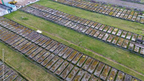 Aerial View of old Concrete Structures in Field photo