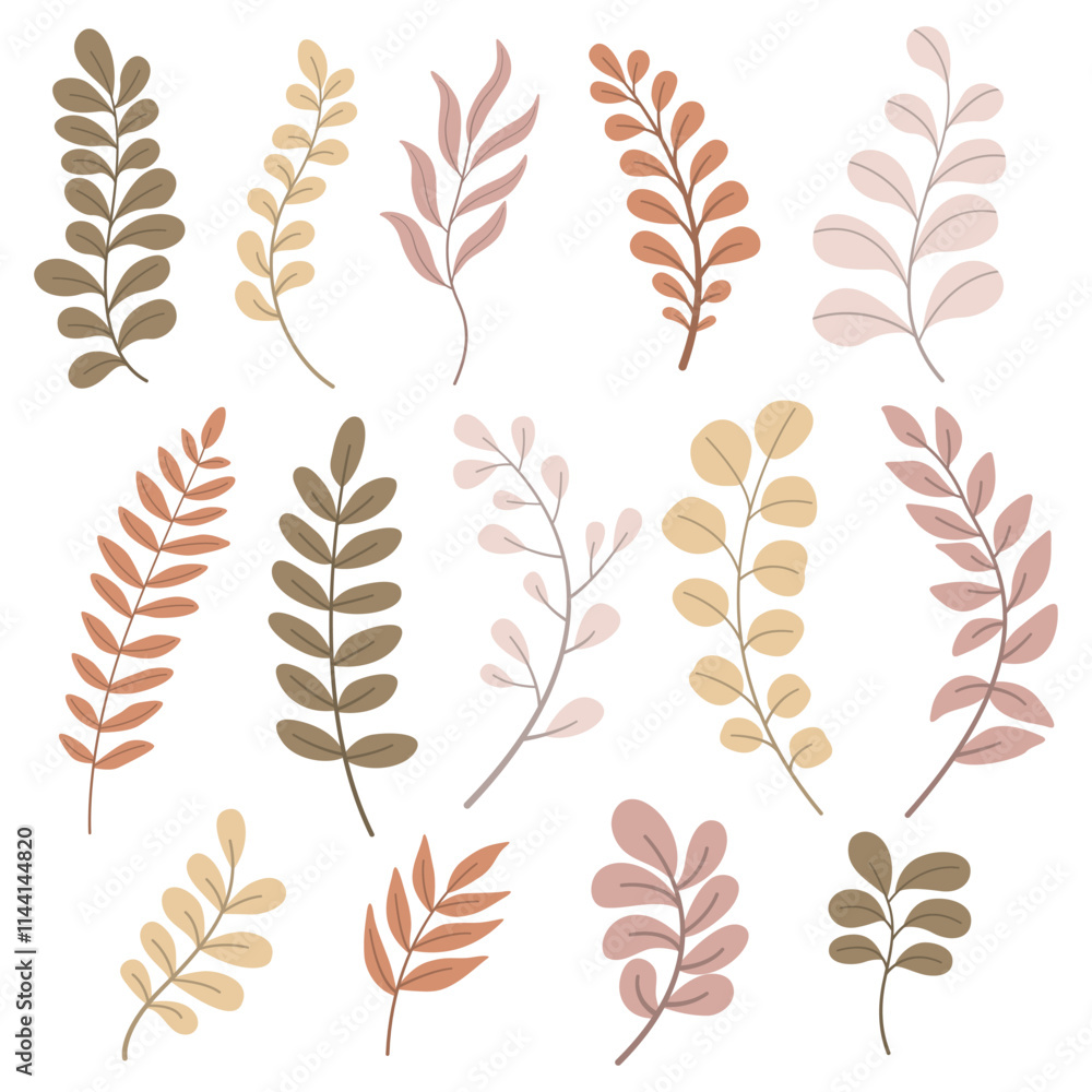 Set of leaves. Hand drawn leaves shape. Set of leaves. Hand drawn leaves shape.