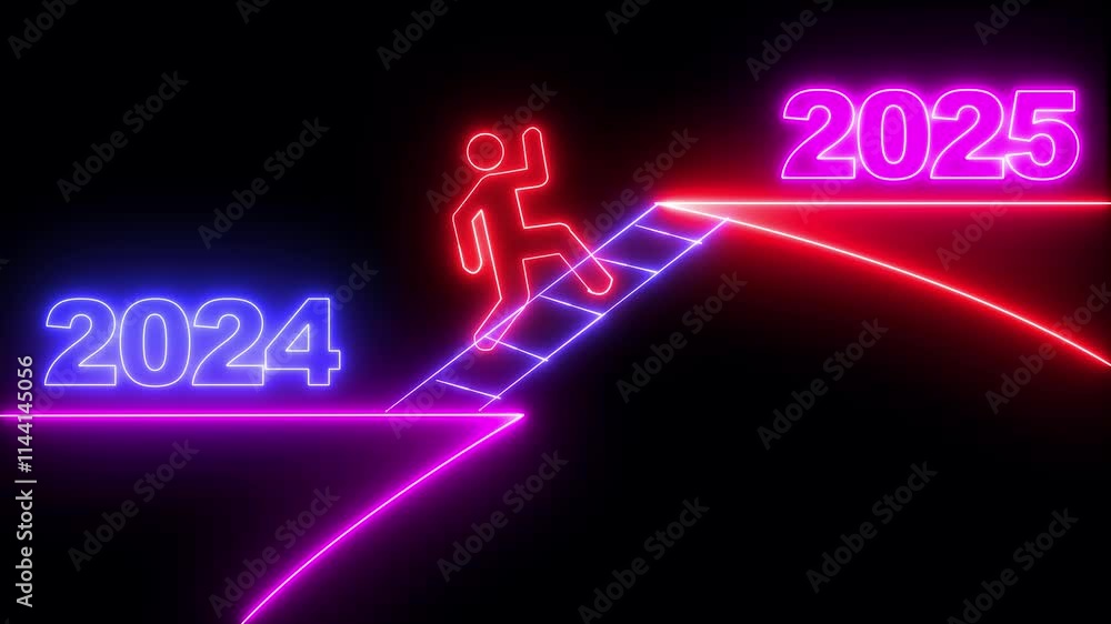 2024 to 2025 new year transfer animation. Year change concept New Year concept countdown for happy new year 