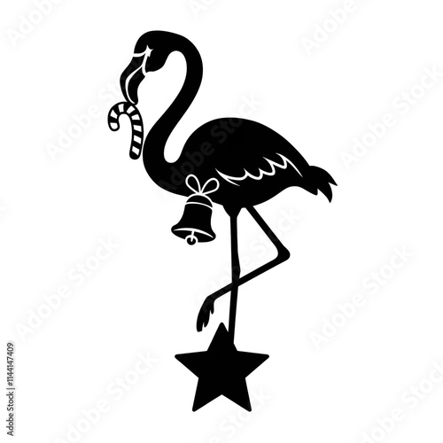 Flamingo with christmas icon
