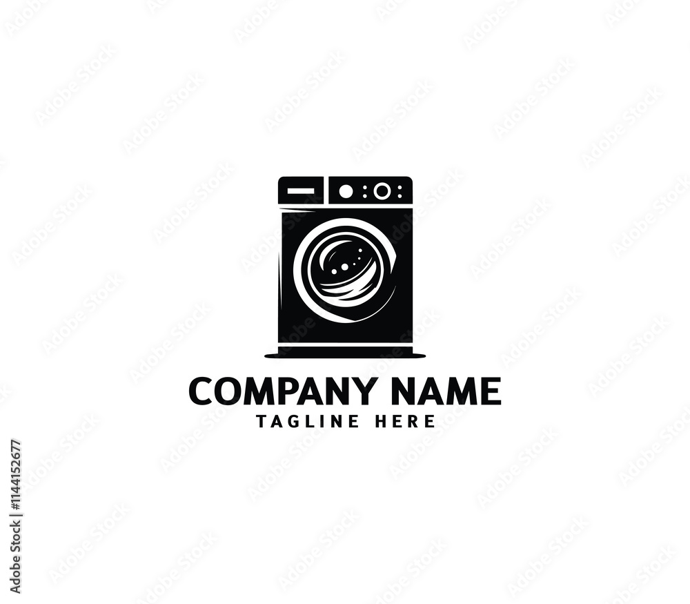 Vector silhouette washer machine logo design. Washing machine for washing. Vector icon illustration Vector silhouette washer machine logo design. Washing machine for washing. Vector icon illustration