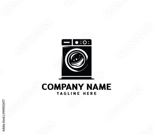 Vector silhouette washer machine logo design. Washing machine for washing. Vector icon illustration