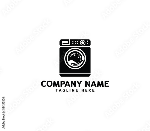 Vector silhouette washer machine logo design. Washing machine for washing. Vector icon illustration