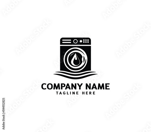Vector silhouette washer machine logo design. Washing machine for washing. Vector icon illustration