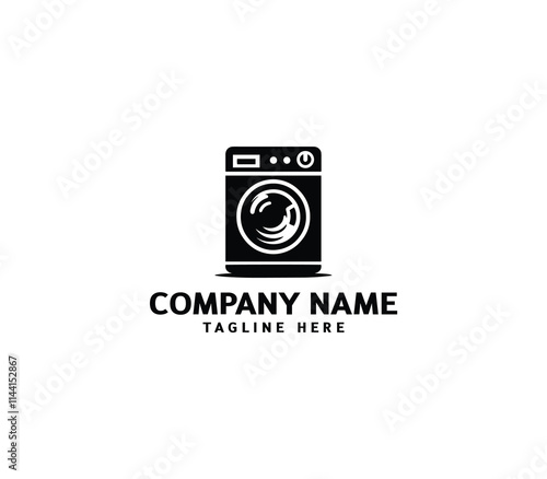 Vector silhouette washer machine logo design. Washing machine for washing. Vector icon illustration