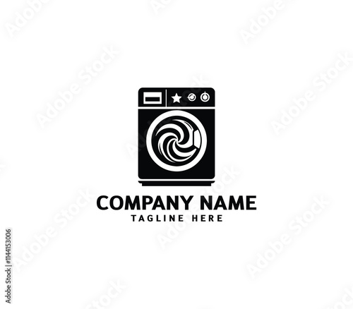 Vector silhouette washer machine logo design. Washing machine for washing. Vector icon illustration