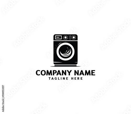 Vector silhouette washer machine logo design. Washing machine for washing. Vector icon illustration