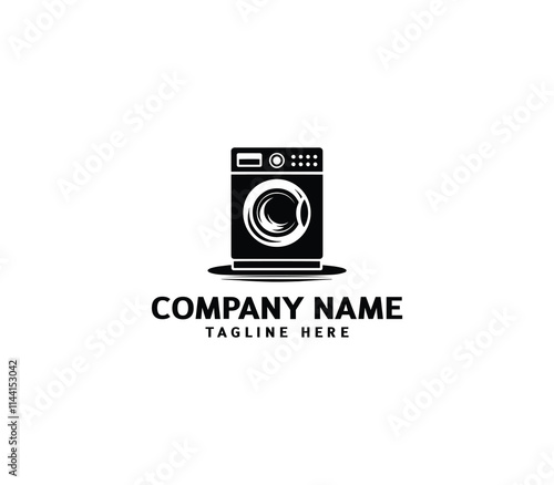 Vector silhouette washer machine logo design. Washing machine for washing. Vector icon illustration