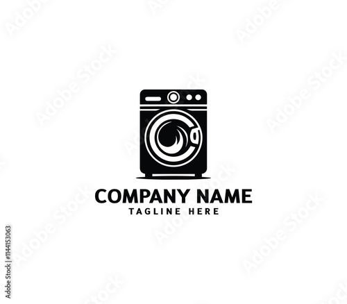 Vector silhouette washer machine logo design. Washing machine for washing. Vector icon illustration