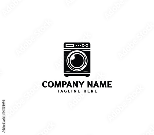 Vector silhouette washer machine logo design. Washing machine for washing. Vector icon illustration