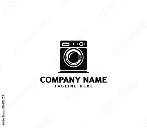 Vector silhouette washer machine logo design. Washing machine for washing. Vector icon illustration