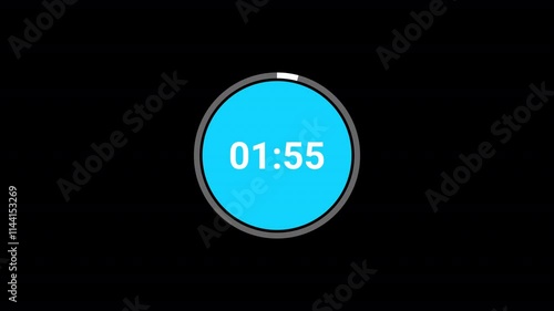 Two minute circle countdown timer animation on transparent background with alpha channel countdown video photo