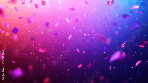 Colorful confetti falling in a vibrant gradient background, creating a festive and joyful atmosphere.