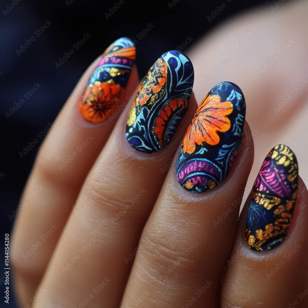 Creatively designed close-up nail art designs Creatively designed close-up nail art designs