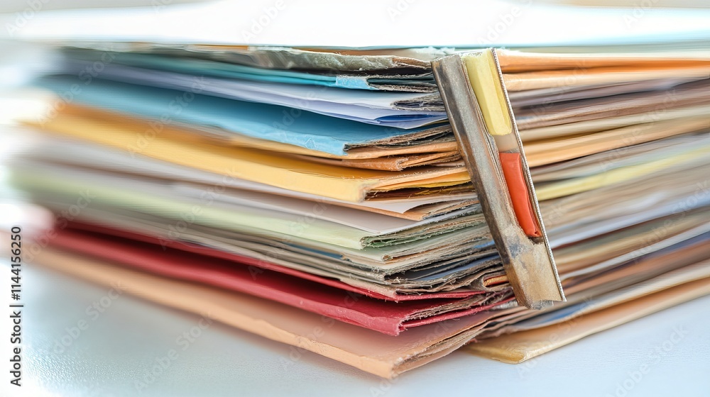 File Folders: A stack of colorful file folders, with some slightly open, isolated on a clean white surface. File Folders: A stack of colorful file folders, with some slightly open, isolated on a clean white surface.