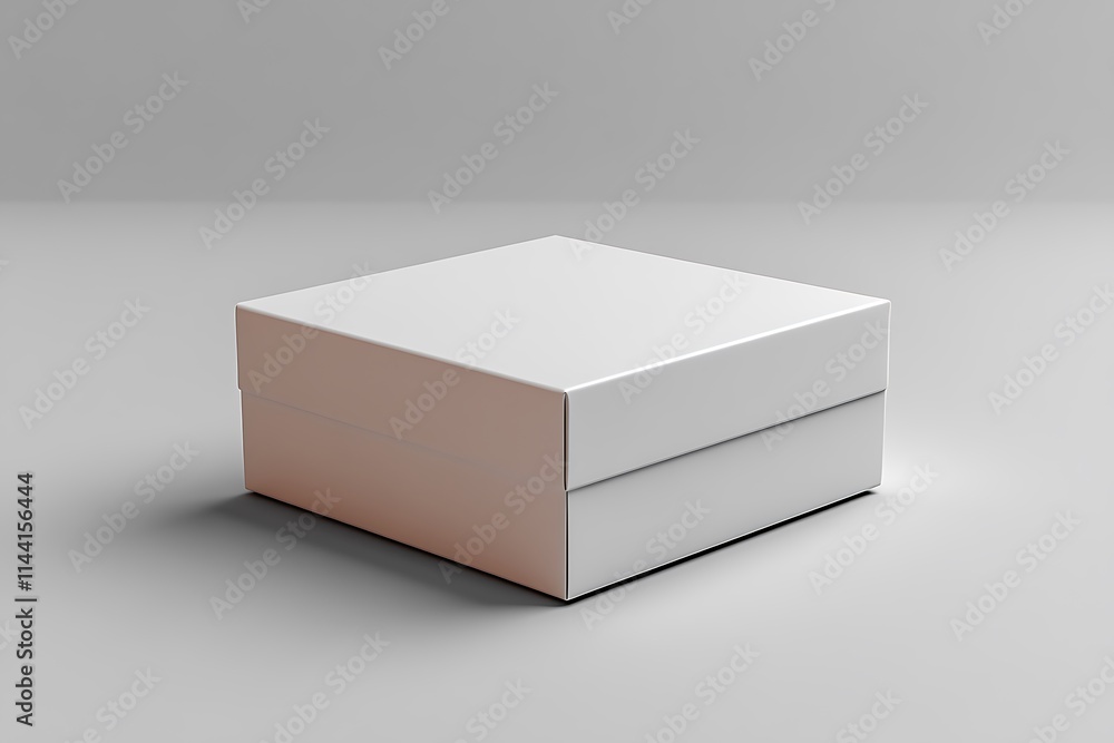 Naklejka premium White flat horizontal rectangle blank box from side angle. 3D illustration isolated on white background.