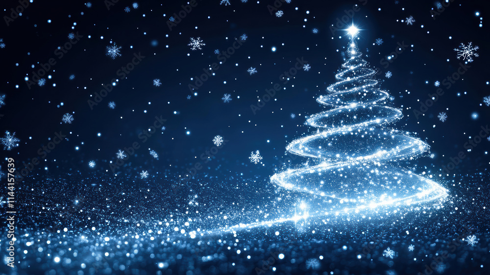 Festive tree with glowing light waves Festive tree with glowing light waves
