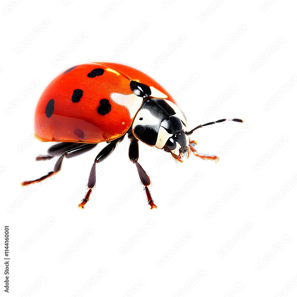 Seven spot ladybug Coccinella septempunctata bright red elytra with seven black spots black head with Seven spot ladybug Coccinella septempunctata bright red elytra with seven black spots black head with