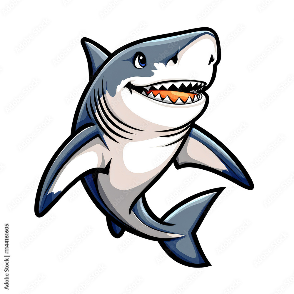 Cartoon great white shark smiling. Cartoon great white shark smiling.